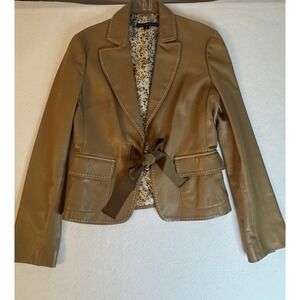 The Wrights Tan Leather Jacket/ Size 8/ Y2K (see Description)